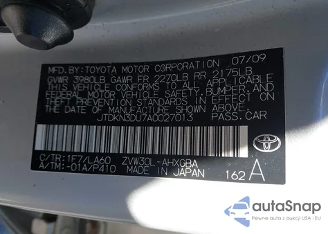 2010 Toyota Prius Iv из США, поврежденный, VIN JTDKN3DU7A0027013